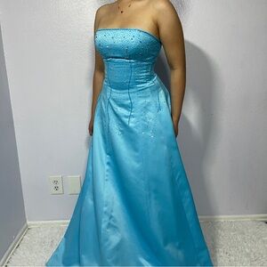 Vintage Blue Beaded Formal Dress